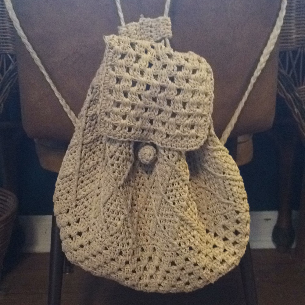 Straw Drawstring Backpack Bag